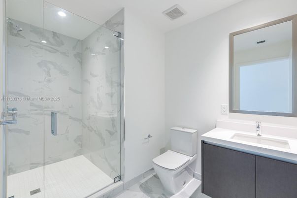 Bathroom, Glass Shower, Interior, Marble, Marble Walls, Recessed Lighting