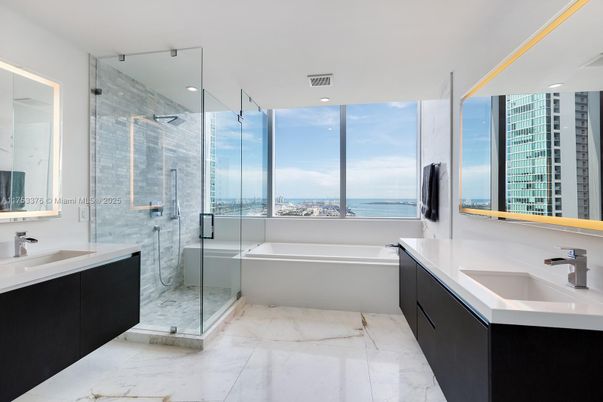 Bathroom, Glass Shower, Interior, Marble, Recessed Lighting, Water