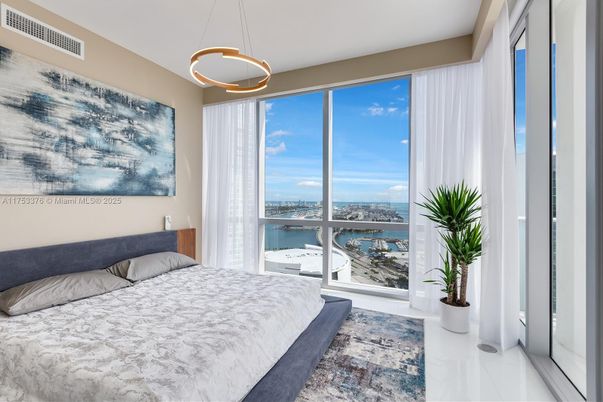 Bedroom, Interior, Pendant Lights, Water