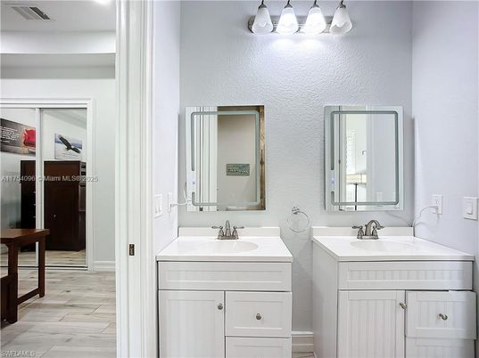 Bathroom, Dual Sink Vanities, Interior, Wood Texture Flooring
