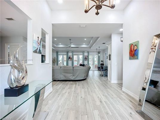 Interior, Living room, Pendant Lights, Recessed Lighting, Wood Texture Flooring