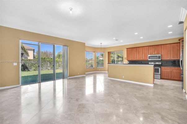 Empty room, Interior, Kitchen, Pendant Lights, Recessed Lighting