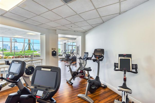 Fitness Equipment, Gym, Interior, Wood Texture Flooring