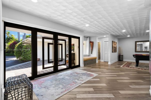 Billiard Table, Game Room, Interior, Recessed Lighting, Wood Texture Flooring