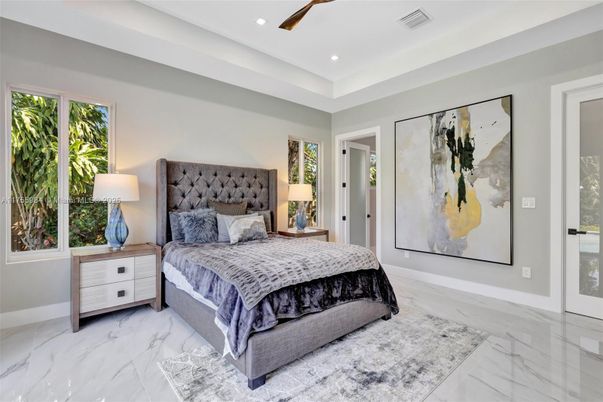 Bedroom, Interior, Marble, Recessed Lighting