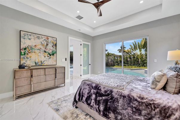 Bedroom, Interior, Marble, Recessed Lighting