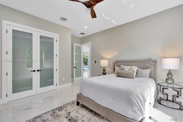 Bedroom, Interior, Marble, Recessed Lighting
