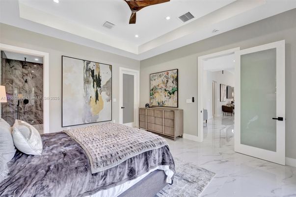 Bedroom, Interior, Marble, Recessed Lighting