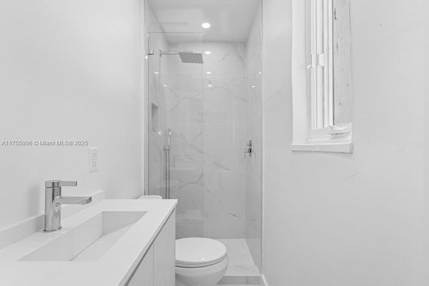 Bathroom, Glass Shower, Interior, Marble Walls, Recessed Lighting