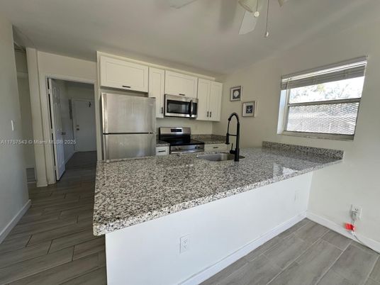 Interior, Kitchen, Stainless Steel Appliances, Wood Texture Flooring