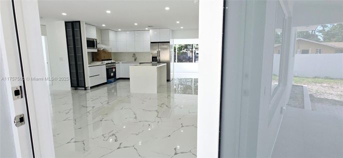 Interior, Kitchen, Marble, Recessed Lighting, Stainless Steel Appliances