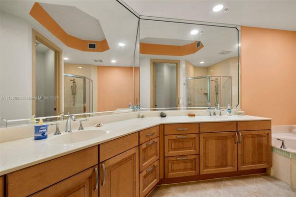 Bathroom, Dual Sink Vanities, Glass Shower, Interior, Recessed Lighting