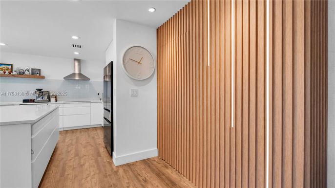 Interior, Kitchen, Recessed Lighting, Wood Texture Flooring