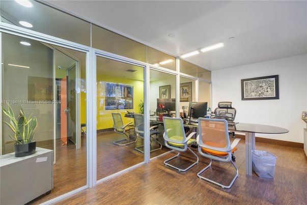 Home Office, Interior, Recessed Lighting, Wood Texture Flooring