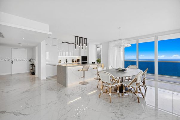 Dining room, Interior, Kitchen, Marble, Pendant Lights, Recessed Lighting, Water