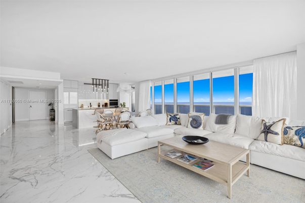 Dining room, Interior, Kitchen, Living room, Marble, Pendant Lights, Recessed Lighting, Water
