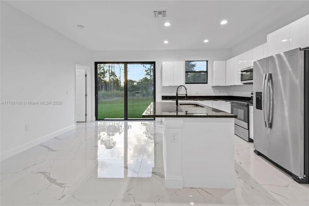 Interior, Kitchen, Marble, Recessed Lighting, Stainless Steel Appliances