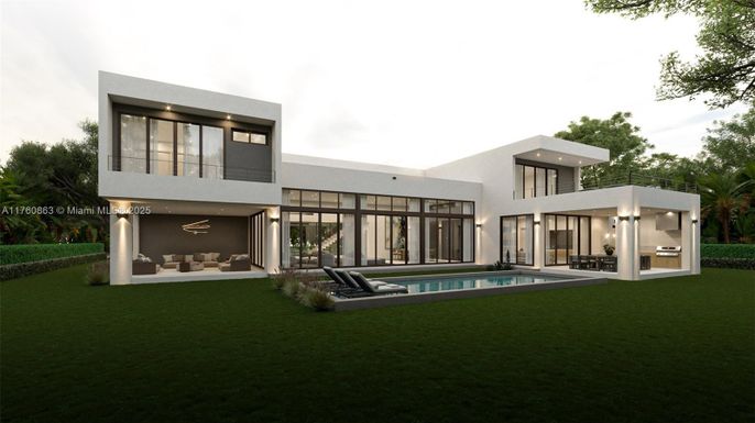 Backyard, Exterior, Facade, Pool, Modern