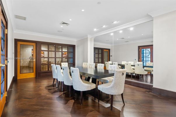 Dining room, Interior, Recessed Lighting, Wood Texture Flooring