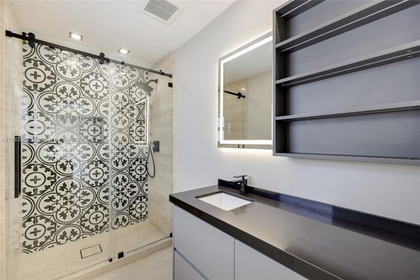 Bathroom, Glass Shower, Interior, Recessed Lighting