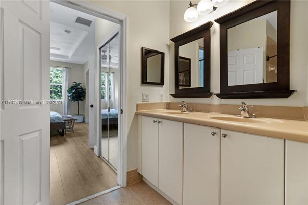 Bathroom, Dual Sink Vanities, Interior, Wood Texture Flooring