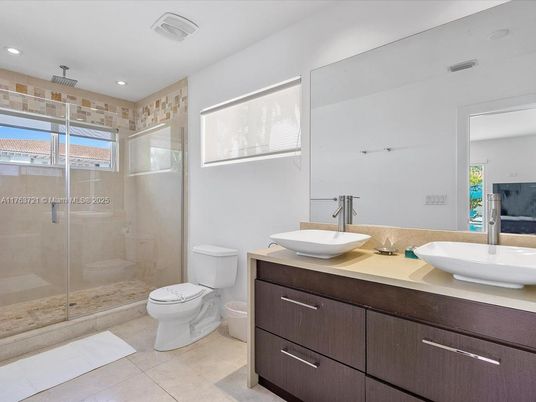 Bathroom, Dual Sink Vanities, Glass Shower, Interior, Recessed Lighting