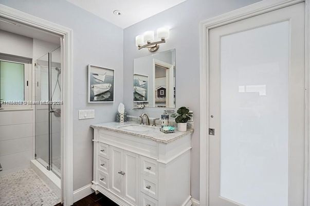 Bathroom, Glass Shower, Interior, Recessed Lighting