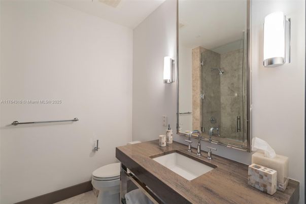 Bathroom, Glass Shower, Interior, Wood Texture Flooring