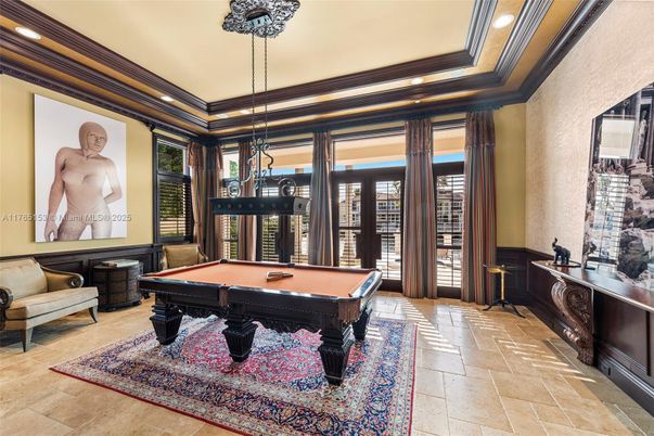 Billiard Table, Game Room, Interior, Pendant Lights, Recessed Lighting