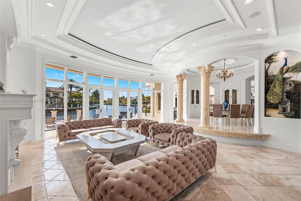 Chandelier, Fireplace, Interior, Living room, Recessed Lighting, Water