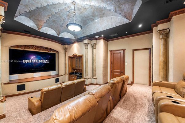 Home Theatre Room, Interior, Pendant Lights, Projection Screen, Recessed Lighting, Theatre Room