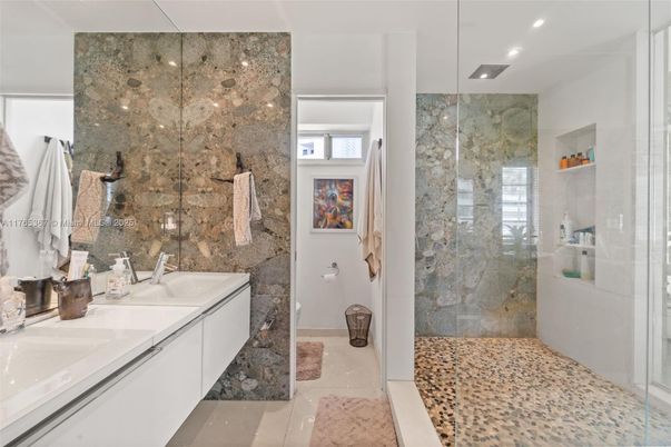Bathroom, Glass Shower, Interior, Recessed Lighting