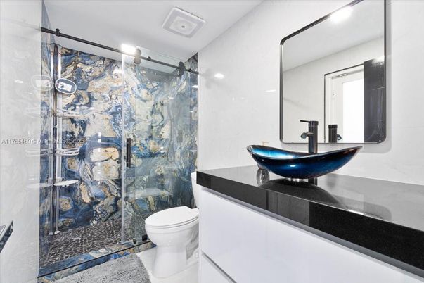 Bathroom, Glass Shower, Interior, Recessed Lighting