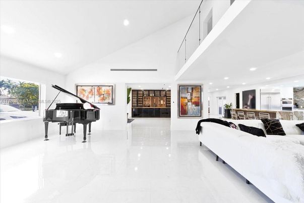 Interior, Living room, Marble, Piano, Recessed Lighting