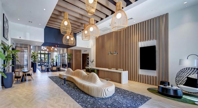 Dining room, Interior, Living room, Pendant Lights, Recessed Lighting, Wood Texture Flooring