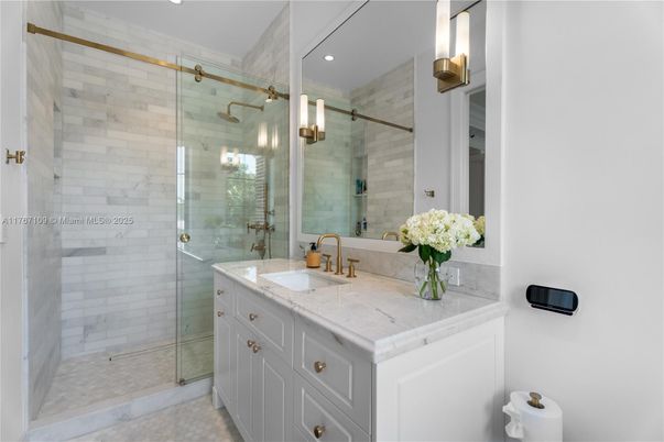 Bathroom, Glass Shower, Interior, Recessed Lighting