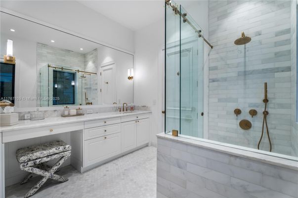 Bathroom, Dual Sink Vanities, Glass Shower, Interior, Recessed Lighting