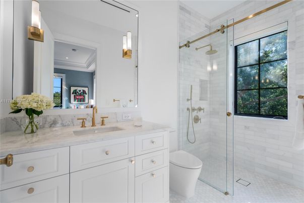 Bathroom, Glass Shower, Interior, Recessed Lighting