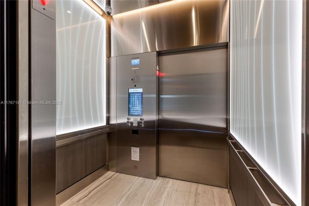 Elevator, Interior, Wood Texture Flooring