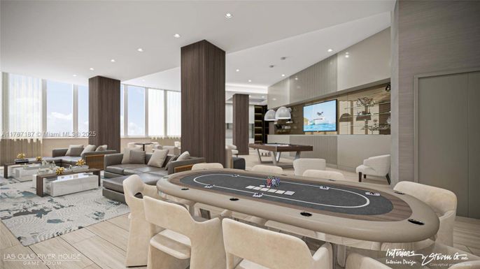 Game Room, Interior, Living room, Recessed Lighting, Wood Texture Flooring