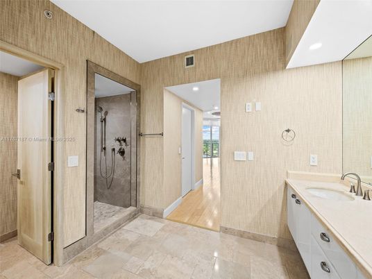 Bathroom, Glass Shower, Interior, Recessed Lighting