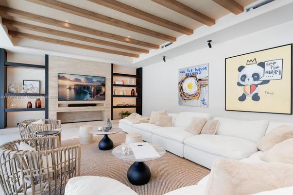 Interior, Living room, Recessed Lighting, Wooden Beams