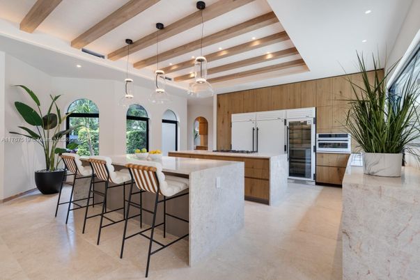 Interior, Kitchen, Pendant Lights, Recessed Lighting, Stainless Steel Appliances, Wooden Beams