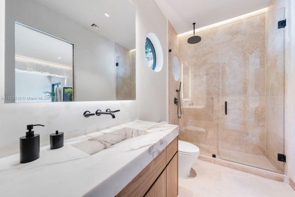 Bathroom, Glass Shower, Interior, Recessed Lighting
