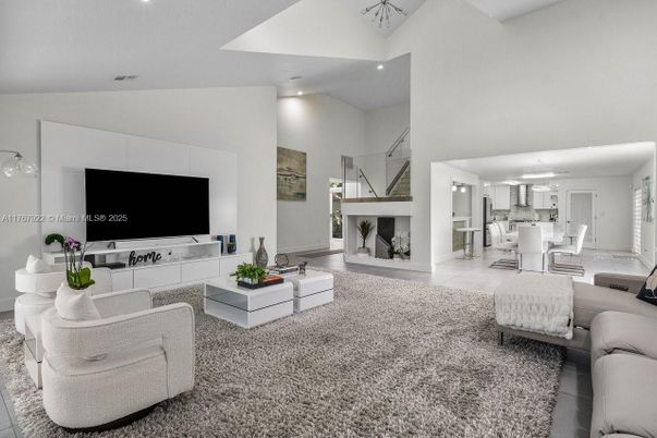 Dining room, Fireplace, Interior, Living room, Pendant Lights, Recessed Lighting