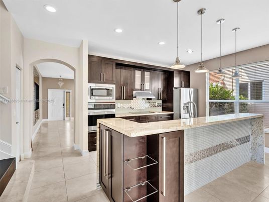 Interior, Kitchen, Pendant Lights, Recessed Lighting, Stainless Steel Appliances