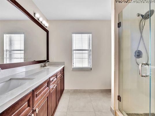 Bathroom, Dual Sink Vanities, Glass Shower, Interior