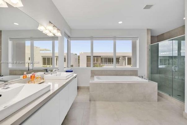 Bathroom, Dual Sink Vanities, Glass Shower, Interior, Recessed Lighting