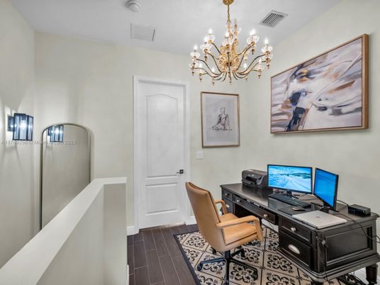 Chandelier, Home Office, Interior, Wood Texture Flooring