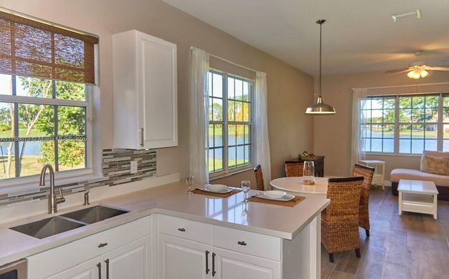 Interior, Kitchen, Pendant Lights, Wood Texture Flooring